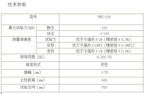 PWS-100電液伺服動靜萬能試驗(yàn)機(jī)